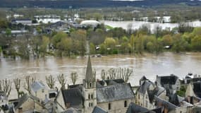La ville de Chinon (Indre-et-Loire) touchées par d'importantes crues, le 31 mars 2024