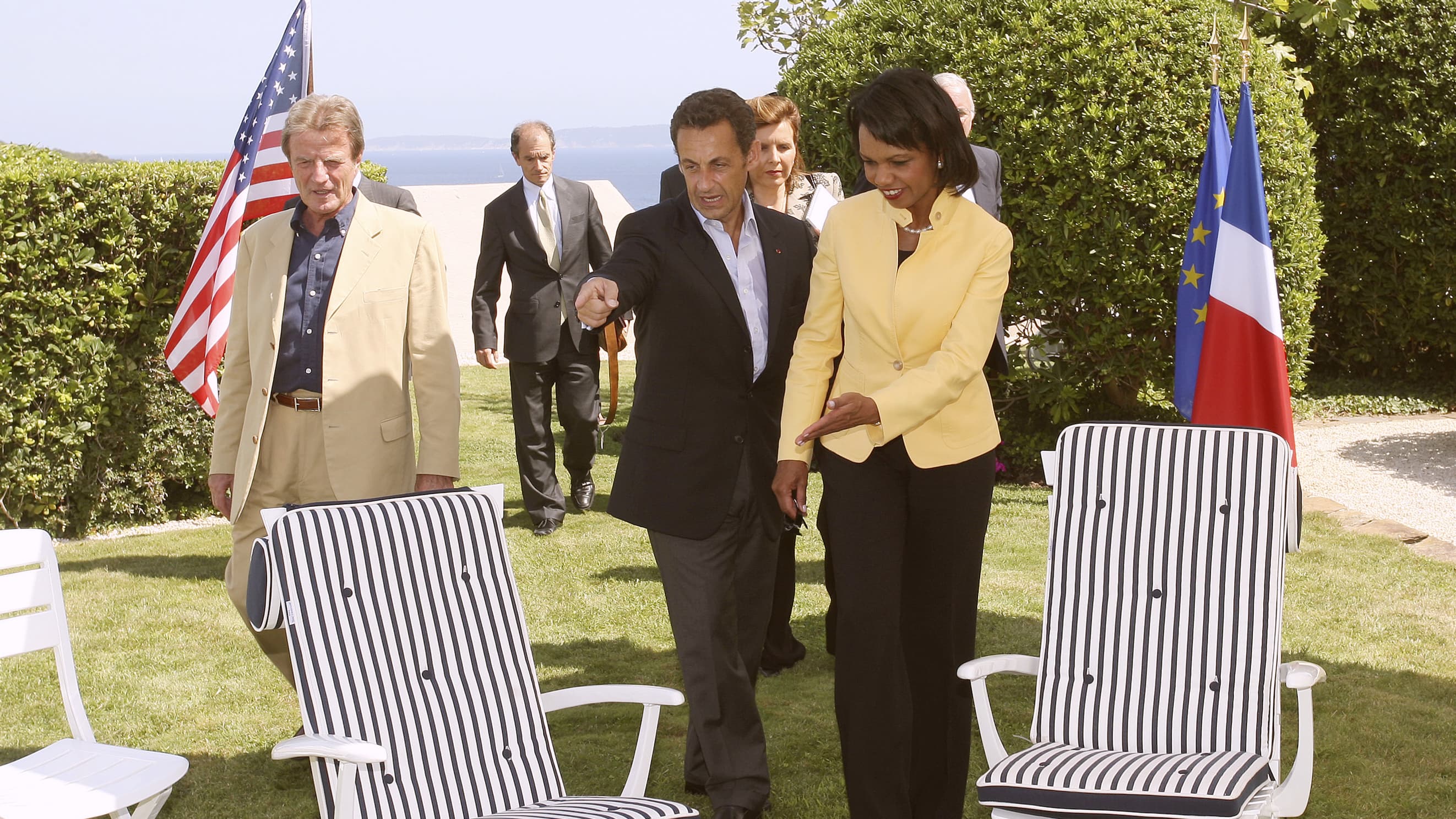 Nicolas Sarkozy et Condoleezza Rice dans la demeure varoise. Nicolas Sarkozy et Condoleezza Rice dans la demeure varoise.