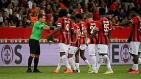 L'arbitre Bastien Dechepy lors du match Nice-OL (0-0, 3e journée de Ligue 1), le 27 août 2023