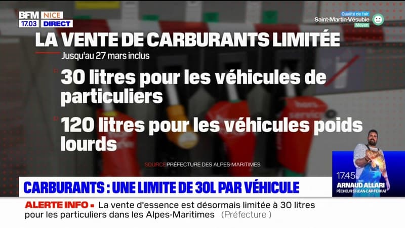 Alpes-Maritimes: la vente de carburant limitée à 30 litres par véhicule