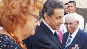 Nicolas Sarkozy, rencontrant des Harkis, samedi 24 septembre