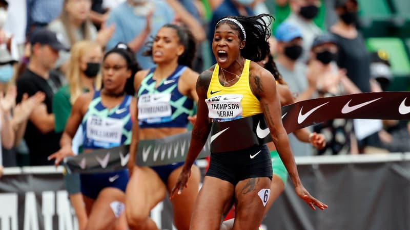 Athlétisme: deuxième chrono de l'histoire pour Thompson-Herah sur 100m