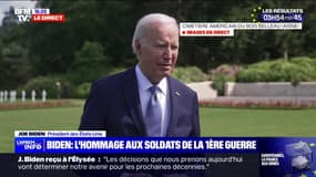 "À chaque fois que je me rends dans un lieu où des vétérans sont enterrés, cela me rappelle mon grand-père", confie Joe Biden depuis le cimetière américain du Bois Belleau (Aisne)