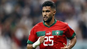 Le footballeur international marocain Yahia Attiyat Allah à la Coupe du monde, à Al-Khor (Qatar) le 14 décembre 2022