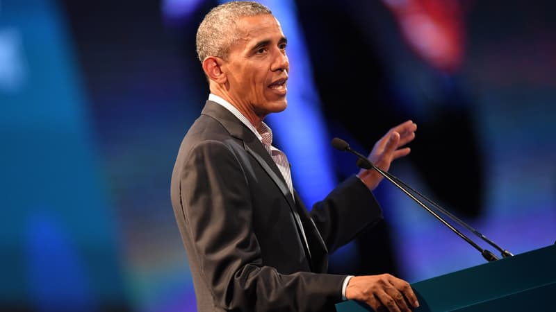 Barack Obama lors d'une conférence à Milan, en Italie, le 9 mai 2017. 