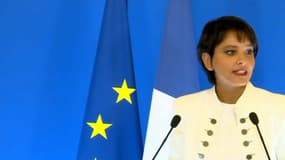 La ministre de l'Education nationale Najat Vallaud-Belkacem, lors de la sa conférence pour la rentrée 2016.