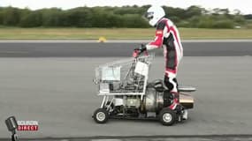 Un chariot de supermarché bat un record de vitesse