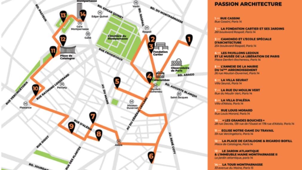 Plusieurs balades thématiques invitent à venir découvrir le 14e arrondissement. Plusieurs balades thématiques invitent à venir découvrir le 14e arrondissement.