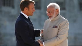 Le président français Emmanuel Macron et le Premier ministre indien Narendra Modi