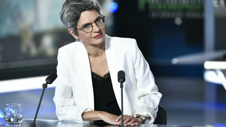 L'écologiste Sandrine Rousseau lors d'un débat télévisé le 22 septembre 2021 à Paris