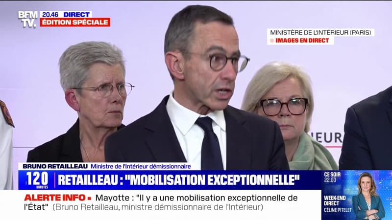 Bruno Retailleau (ministre démissionnaire de l'Intérieur), sur le cyclone à Mayotte: 