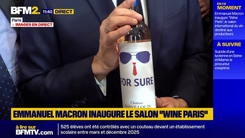 Une bouteille de rosé "For sure" remise à Emmanuel Macron