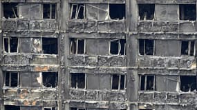 Vestiges de la Grenfell Tower à Londres après l'incendie meurtrier du 14 juin 2017