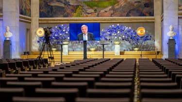 Le secrétaire général de l'ONU, Antonio Guterres, lors d'une conférence en ligne, cinq ans après les accord de Paris, le 11 décembre 2020.