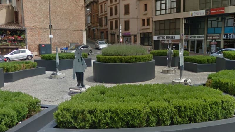 Le rond-point de la Mandoune, à Montauban, où étaient installées les sculptures des "Tontons flingueurs"