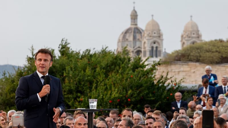 Emmanuel Macron lors d'un discours au Fort Saint-Jean à Marseille le 27 juin 2023.