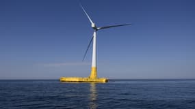 L'éolienne Floatgen d'Ideol est installée à une vingtaine de km des côtes françaises, au large du Croisic (Loire-Atlantique)