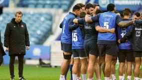 Fabien Galthié et les joueurs du XV de France