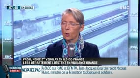 Elisabeth Borne, ministre des Transports, sur RMC: "On ne demandera pas aux Franciliens de s'équiper de pneus neige, il faut écouter les consignes"