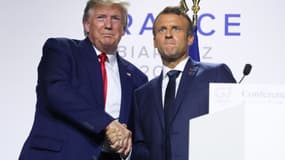 Donald Trump et Emmanuel Macron à l'issue de leur conférence de presse commune au sujet du G7 lundi 26 août 2019