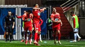 La joie des joueurs de Cannes contre Guingamp, le 25 février 2025 en Coupe de France