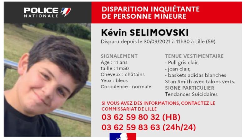 La police du Nord a lancé un avis de recherche après la disparition de Kévin Selimovski à Lille.