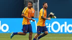 Neymar et Lionel Messi sous les couleurs du FC Barcelone, le 22 juillet 2017