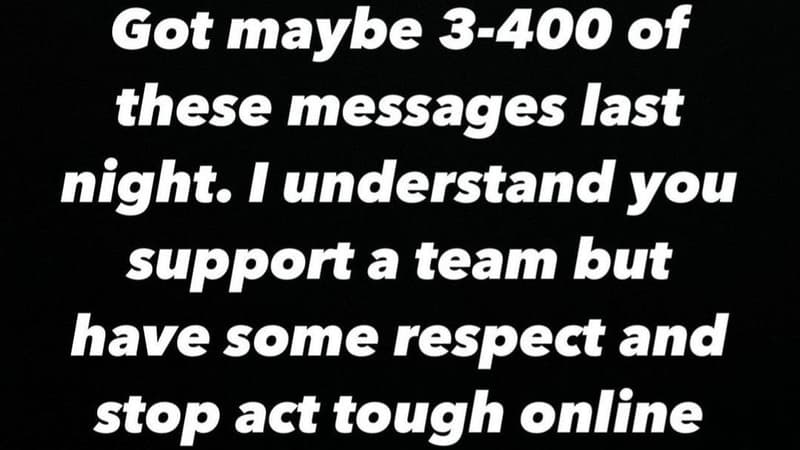 Le message de Joachim Andersen après le torrent de haine reçu sur les réseaux sociaux.