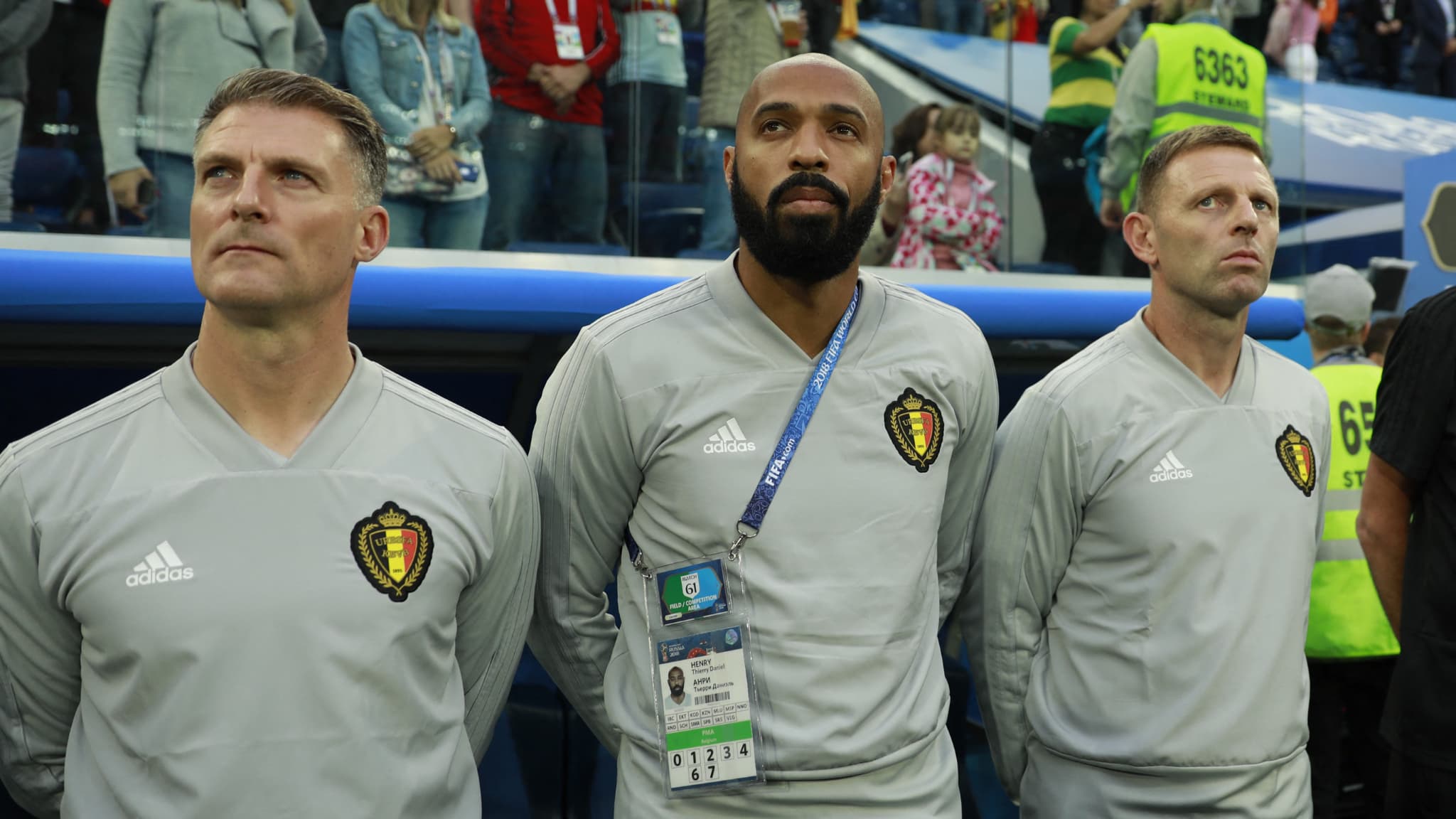 Thierry Henry sur le banc de la Belgique lors de la demi-finale de la Coupe du monde 2018 face à la France Thierry Henry sur le banc de la Belgique lors de la demi-finale de la Coupe du monde 2018 face à la France