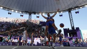 Les Bleus du basket 3x3 le 5 août 2024 à Paris