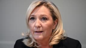 Marine Le Pen, le 14 février 2020 lors d'une conférence de presse à Nîmes