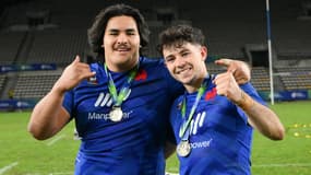 Posolo Tuilagi et Hugo Reus après la finale de la Coupe du monde U20, 14 juillet 2023