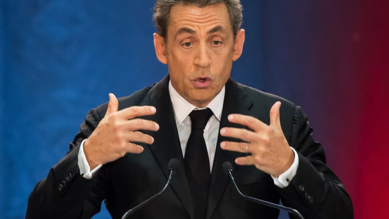 Nicolas Sarkozy jeudi soir, à Lambersart, pour son premier meeting en tant que candidat pour la présidence de l'UMP.