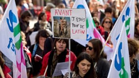 Manifestation à Paris contre la réforme du collège, samedi 10 octobre 2015.