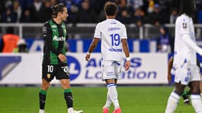 Le flocage maillot de Danny Namaso lors de la campagne de sensibilisation pour tester sa vue lors de AJ Auxerre-RC Lens (1-2), le 4/10/2025
