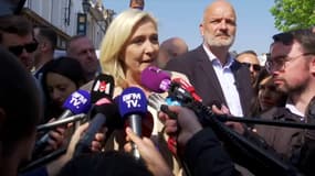 Marine Le Pen en déplacement à Étaples dans le Pas-de-Calais