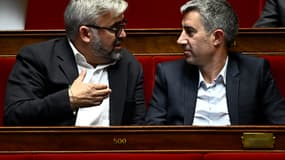 Les députés Alexis Corbière et François Ruffin à l'Assemblée nationale le 23 octobre 2024