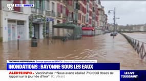 Intempéries dans le Sud-Ouest: la ville de Bayonne sous les eaux face à la crue de la Nive