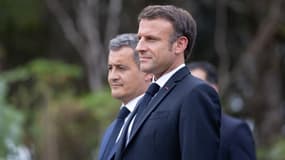 Emmanuel Macron et Gérald Darmanin en Nouvelle-Calédonie, le 25 juillet 2023.