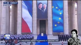 Simone Veil au Panthéon: "Elle se fit combattante de la paix, combattante de l'Europe", rappelle Emmanuel Macron