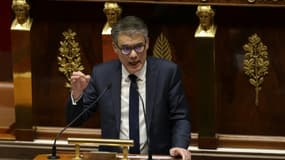 Olivier Faure, Premier secrétaire du Parti socialiste à la tribune de l'Assemblée nationale lors du débat sur la censure le 16 janvier 2025