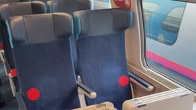 Les sièges des nouvelles rames des TGV Ouigo.