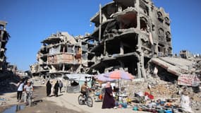 Un immeuble largement détruit à Jabaliya, dans la bande de Gaza, le 8 septembre 2024