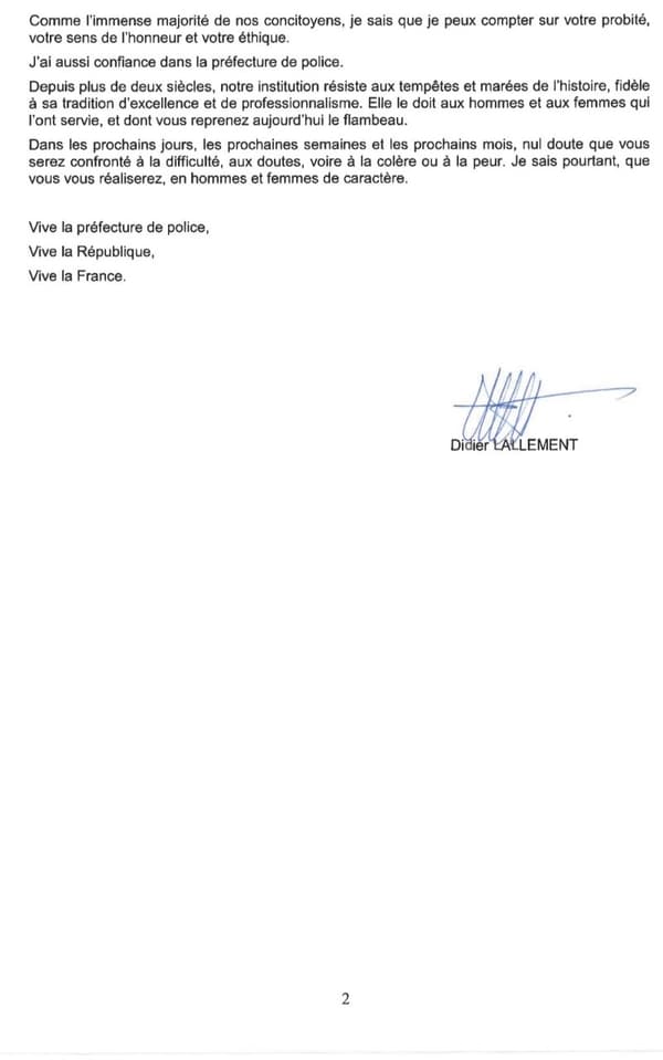 Le courrier de Didier Lallement Le courrier de Didier Lallement