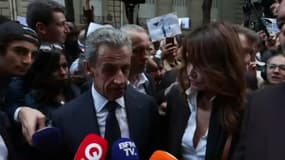 L'ancien président de la République Nicolas Sarkozy au cortège parisien organisé par le Crif en soutien à Israël, le 9 octobre 2023.