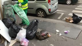 Des déchets sont déposés à même le trottoir dans le quartier de la Goutte d'Or.