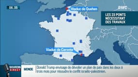 Où sont les 23 ponts qui ont une structure "gravement altérée" et nécessitent des travaux "urgents"?
