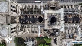 Vue aérienne de la cathédrale Notre-Dame de Paris.