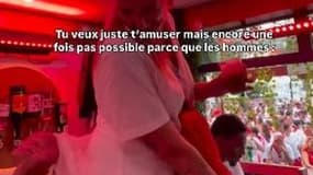 Charline Pradeau dénonçant un outrage sexiste lors de la Feria de Dax, le 17 aout 2025