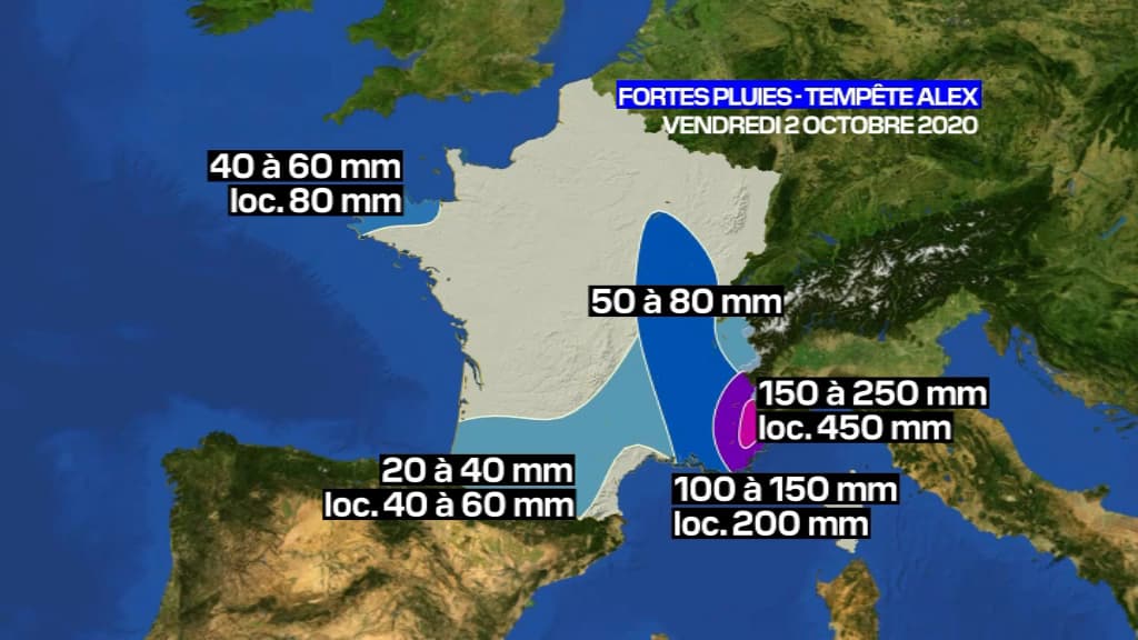 Carte des relevés d'intempéries dans les Alpes-Maritimes Carte des relevés d'intempéries dans les Alpes-Maritimes